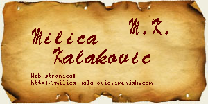 Milica Kalaković vizit kartica